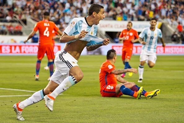 Di María marcó el 1° gol de Argentina en la competición. Vía @InfoBocaTW