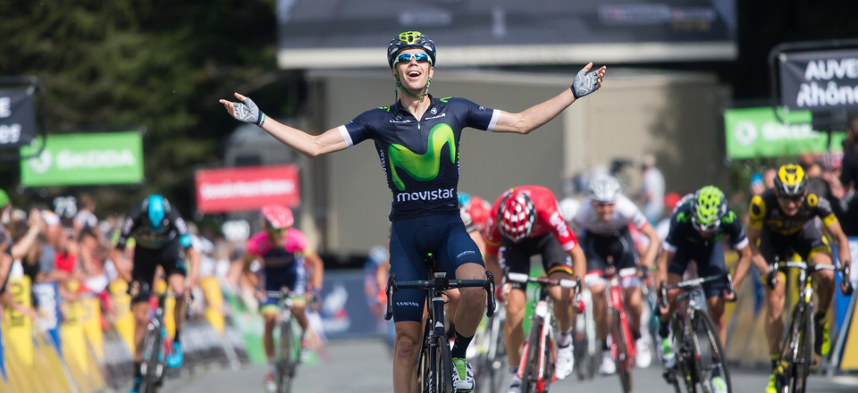 Critérium du Dauphiné 2016 - 07/06/2016 - Deuxième étape : Crêches-sur-Saône/Chalmazel-Jeansagnière (168 km) - Jesus Herrada (Movistar Team) remporte le sprint final