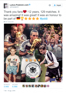 Mensaje vía @podolski10 en Twitter
