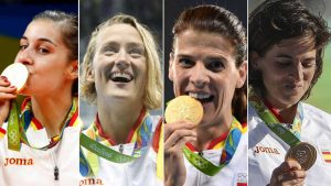 Carolina Marín, Mireia Belmonte, Ruth Beitiay Maialen Chourraut, las cuatro mujeres de oro. (www.rtve.es)