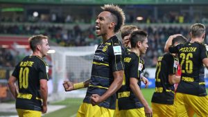 Festejo de Aubameyang (Foto vía bundesliga.de) 