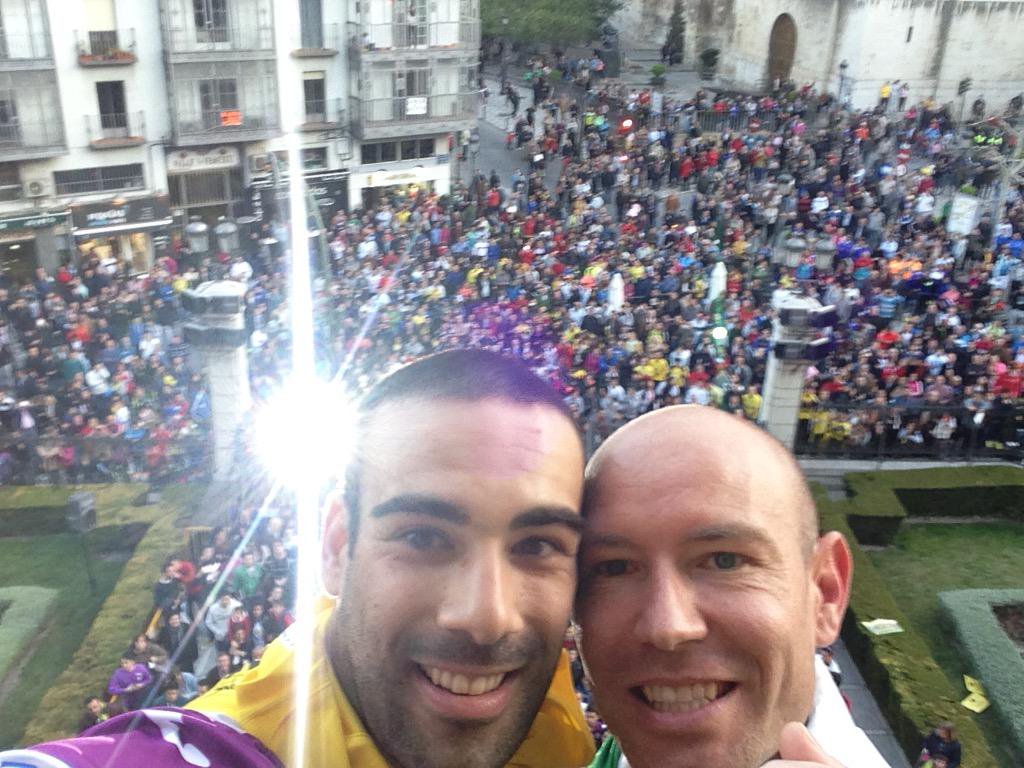 Prieto y José López celebrando el titulo en Jaen. Foto Vía: twitter.com