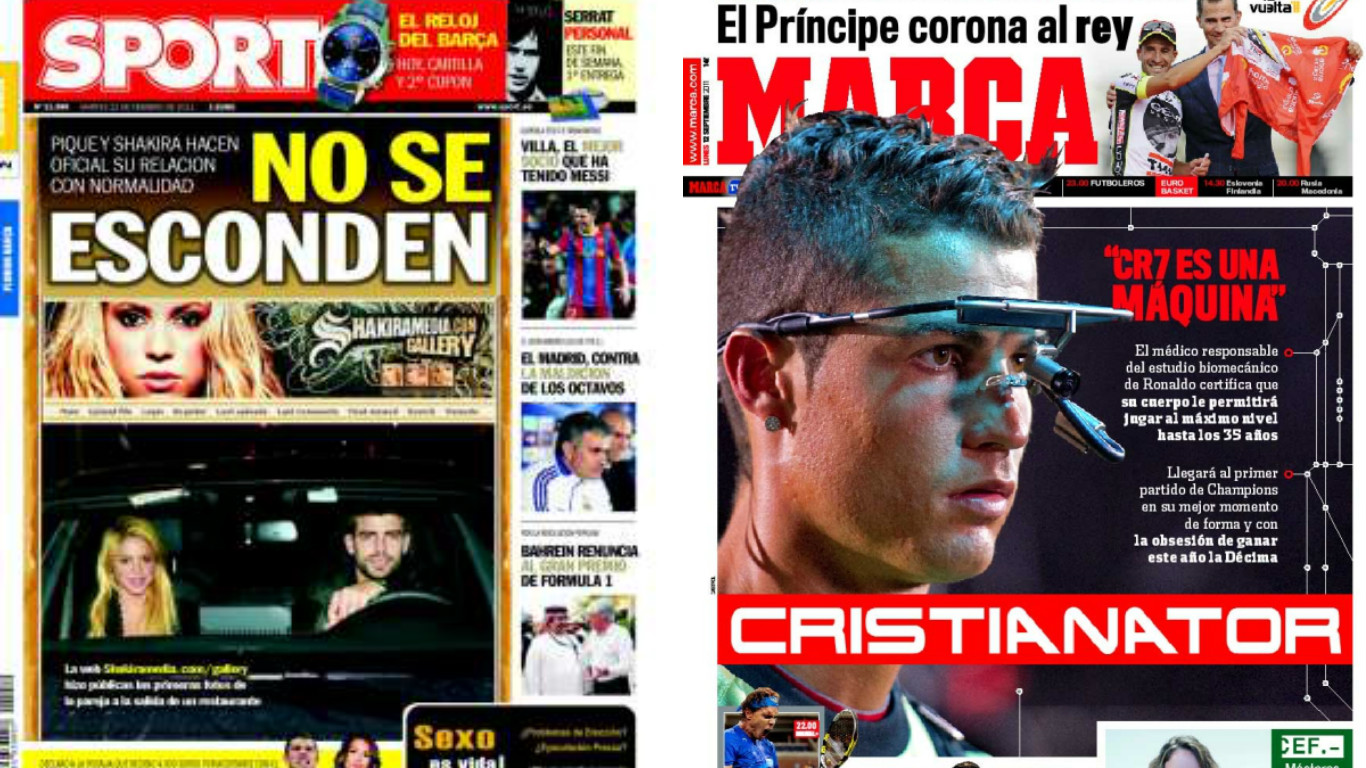 Algunas portadas "deportivas" de los medios españoles (fuente: montaje propio)