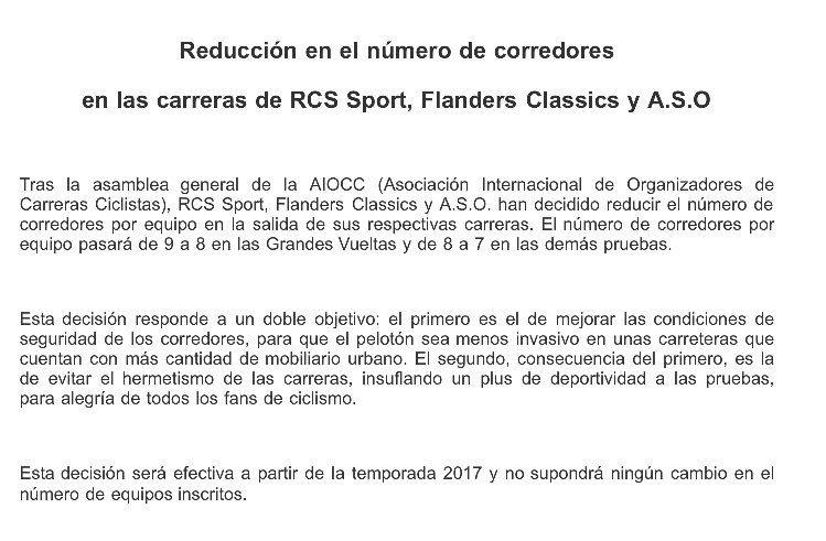 Comunicado de los organizadores. Fuente @Laura_Meseguer