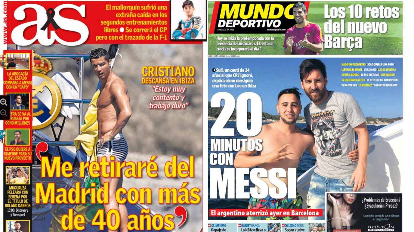 Algunas portadas "deportivas" de los medios españoles (fuente: montaje propio)