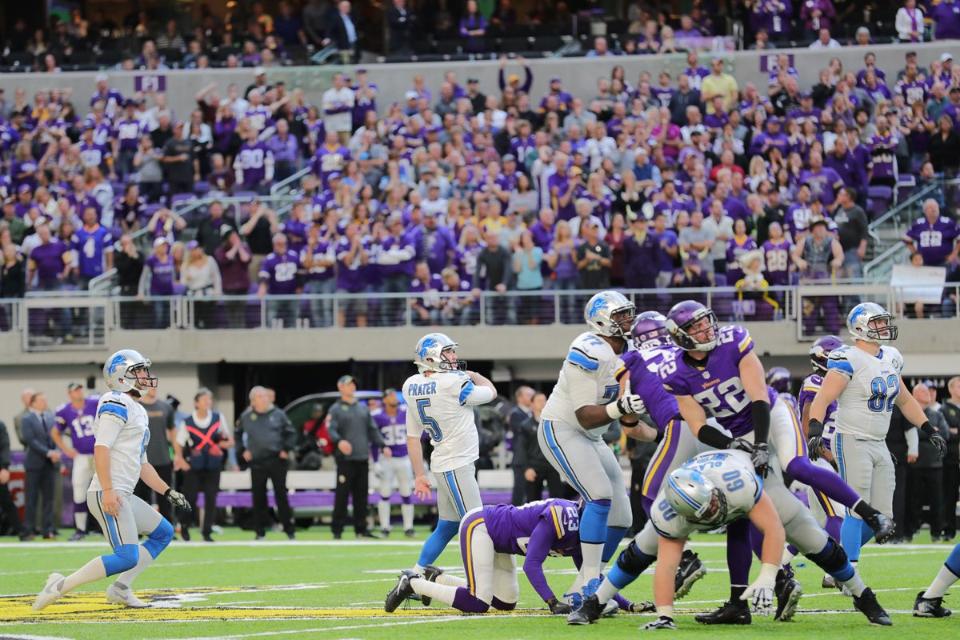 Prater tras el FG que llevó el partido a la prórroga, vía detroitlions.com