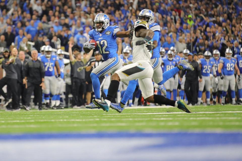 Eric Ebron fue uno de los protagonistas, tras esta espectacular carrera de 61 yardas. Foto: detroitlions.com