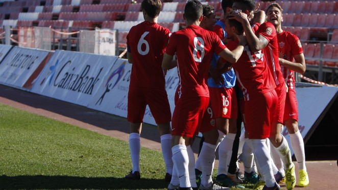 Celebración de un gol UD Almería B Filial UD Almería