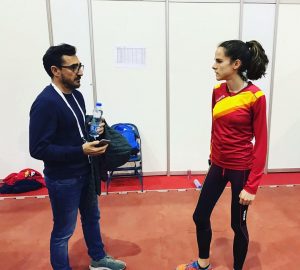 Javier Cañadillas, @JavierCaadillas , durante un entrenamiento con la gran Ana Lozano, @AnaloCL