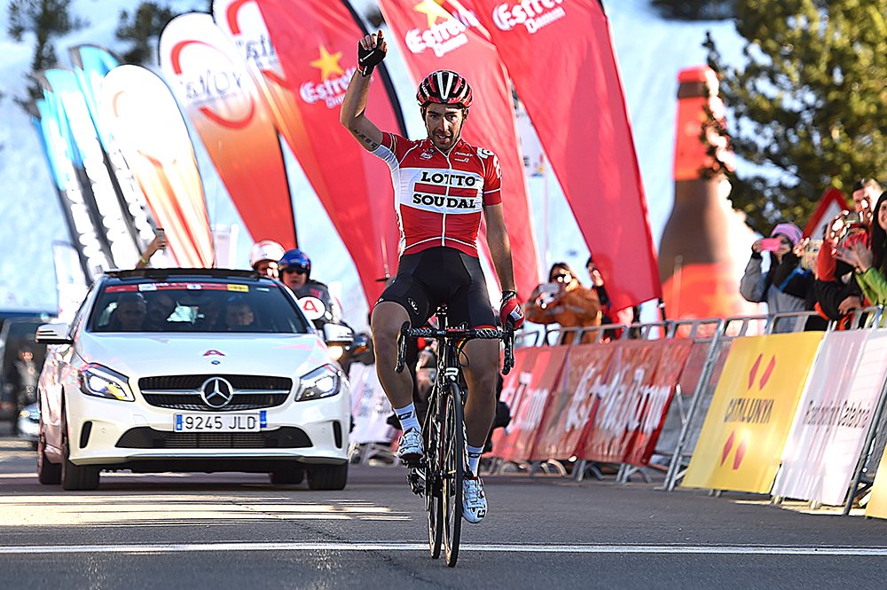 Thomas De Gendt paced himself to a win, catching Peter Weening with 1.5 kilometers to go on the final climb of the day. Photo: Tim De Waele | TDWsport.com