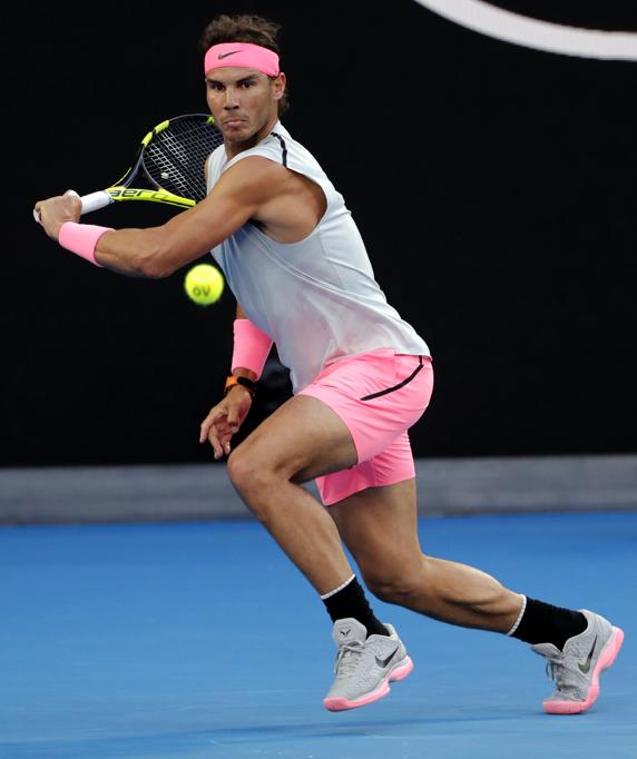Rafa Nadal en acción frente al argentino Leonardo "Yaca" Mayer