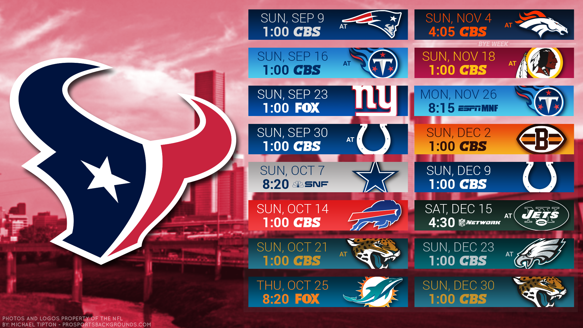 2018 Houston Texans Schedule