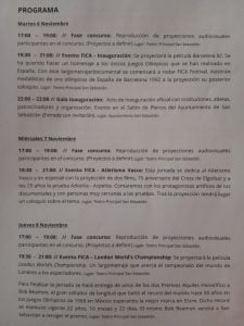 Programa del Festival FICA del 6 al 10 de noviembre.