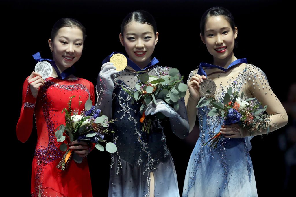 Elizabet Tursynbaeva, Rika Kihira y Mai Mihara