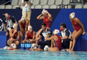 La selección española durante un tiempo muerto 
