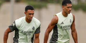 Trent y Bellingham entrenamiento Real Madrid
